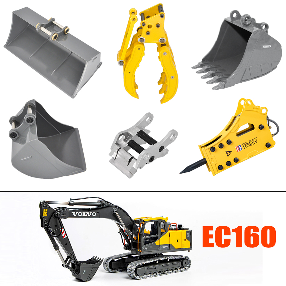 Rc Hydraulic Quick Coupler Bucket - Double E EC160E Metal Quick Hitch