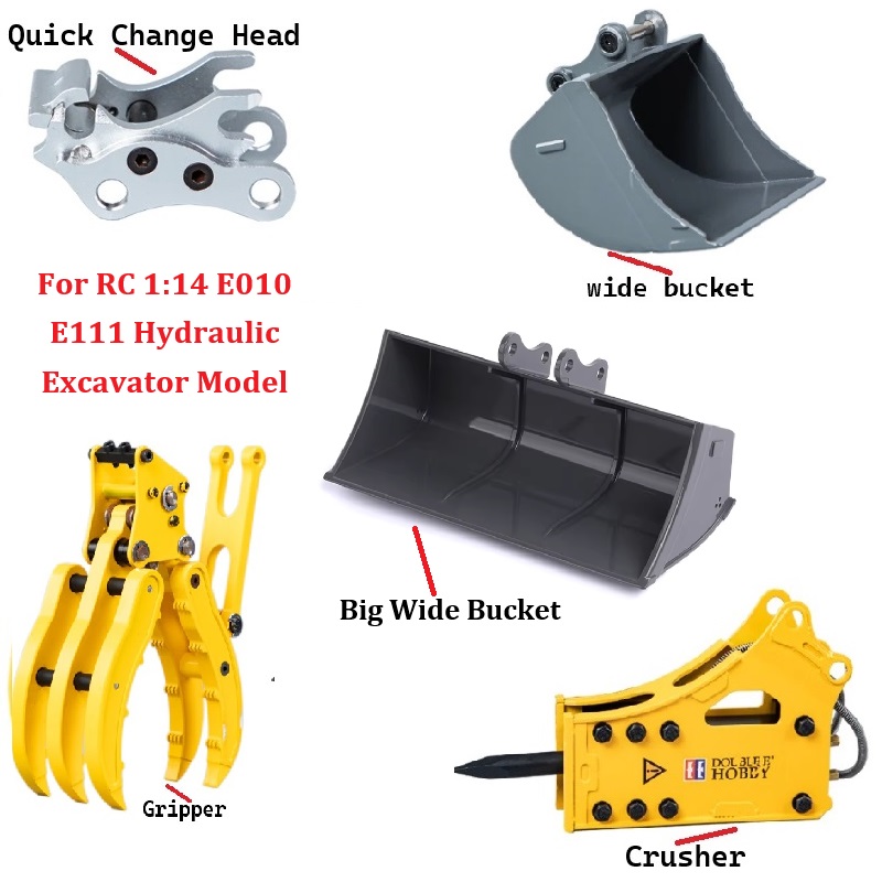 Rc Hydraulic Excavator 1/14 Metal - Double E EC160E Metal Quick Hitch