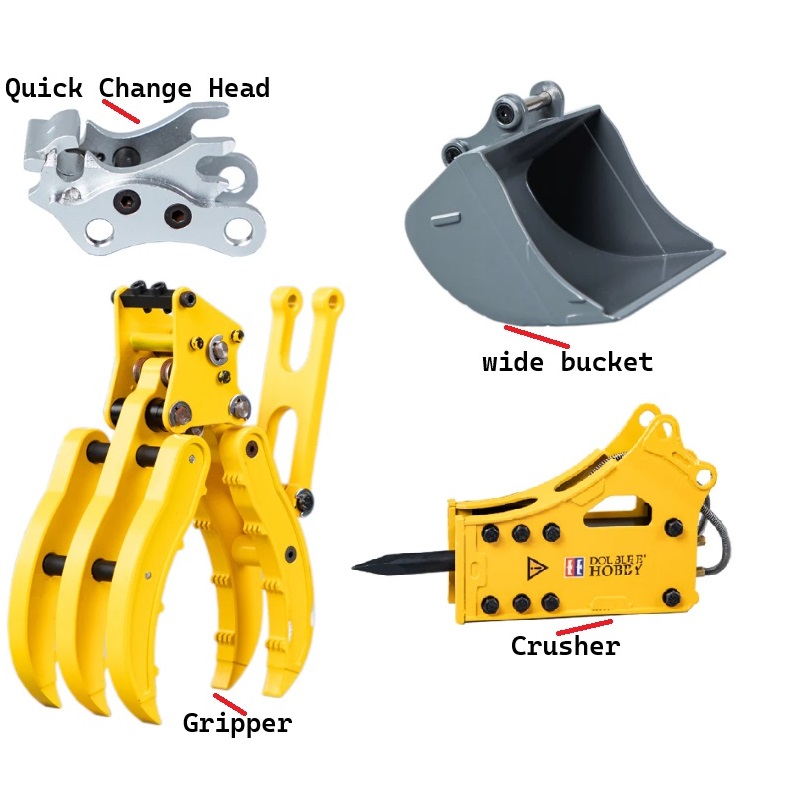 Rc Hydraulic Quick Coupler Bucket - Double E EC160E Metal Quick Hitch