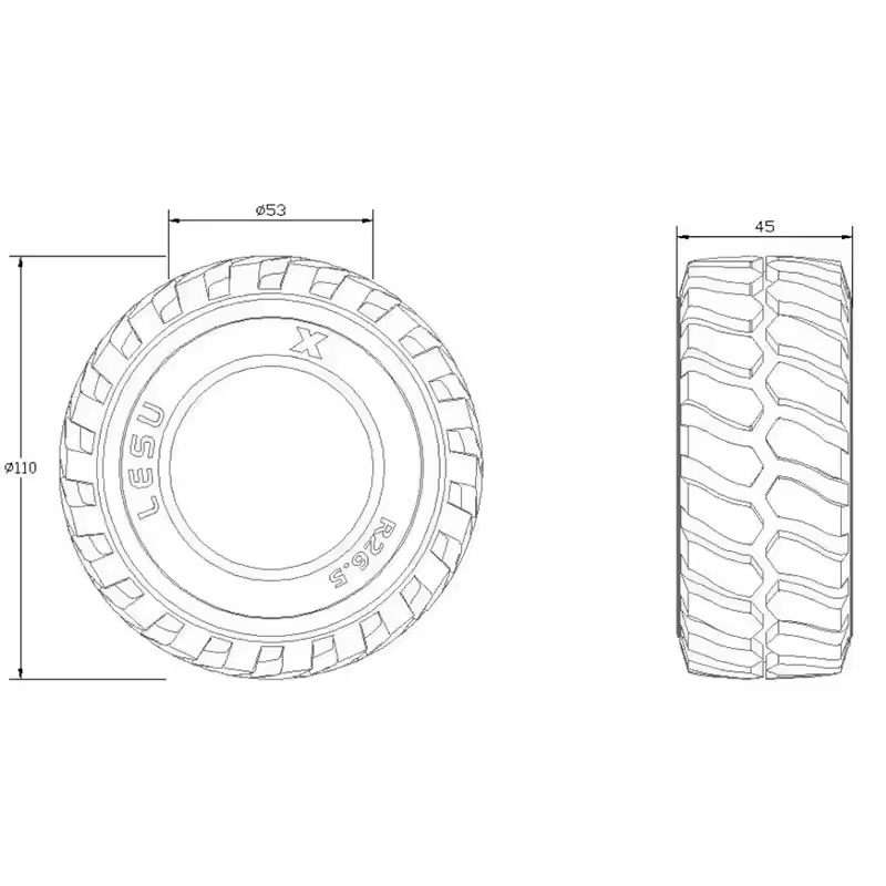 RC 1 Pair LESU Diameter 45MM H - Rc Hydraulic Wheel Loader 1/14 ulasan dan harga