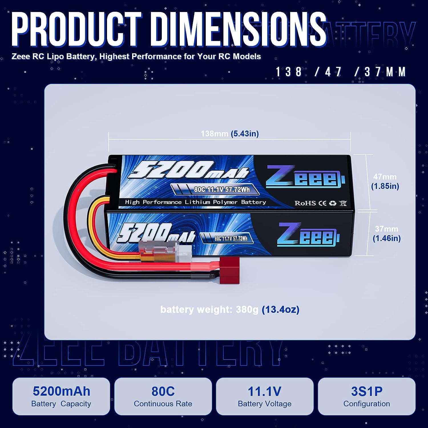 1/2pcs Zeee 3S 5200mAh Lipo Ba - Rc Hydraulic Pump Brushless Motor ulasan dan harga